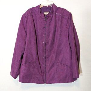 WOMEN'S "TAN JAY" Lavender, Faux Suede Zippered, Casual Jacket; Size 18W